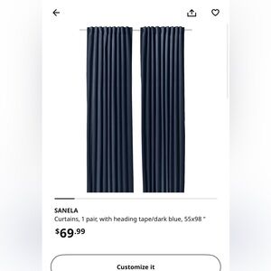 Sanela velvet ikea curtaining 4 single